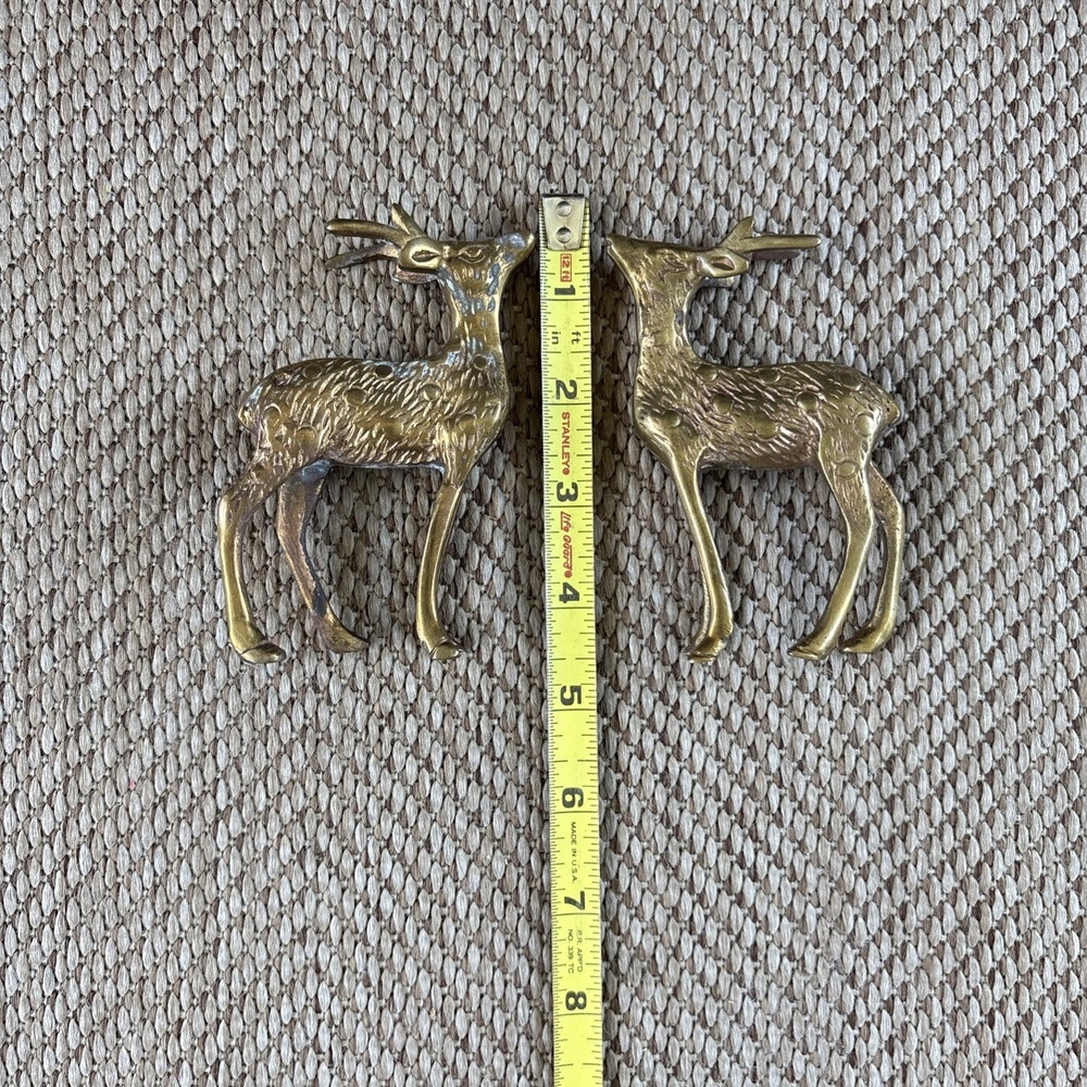 Brass Deer Figures Doe And Buck Figurines Buck Vintage Brass Set - Picture 7 of 7